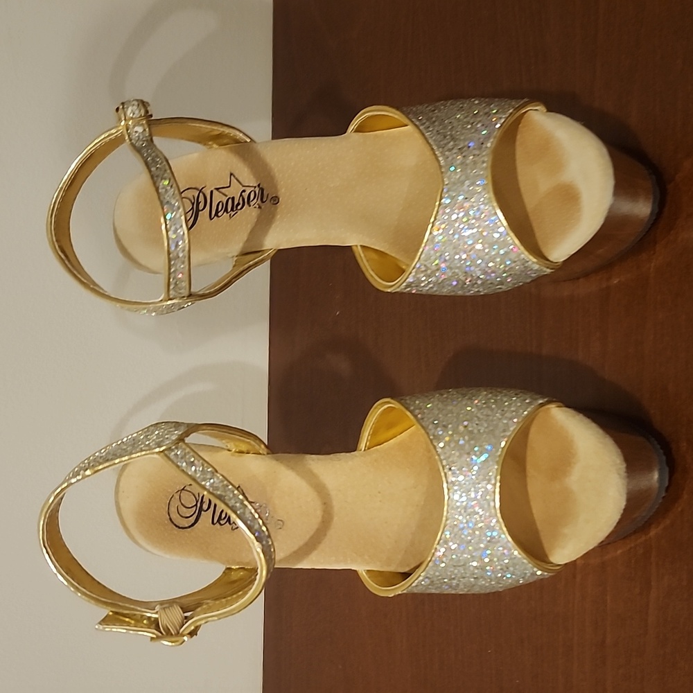 Gold Glitter Platform Sandals